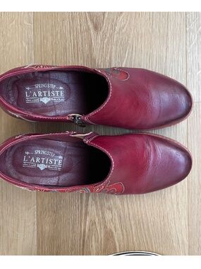 L’Artiste by Spring Step Zami Red Leather Booties EU 38 Boho Comfort Ankle Boots